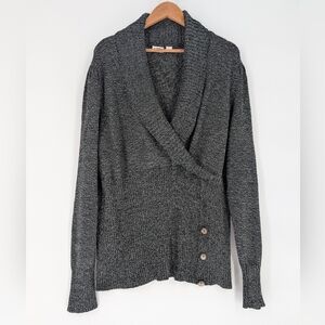 Cato Grey Marled Shawl Collar Crossover Button‎ Front Sweater Winter Size 22/24